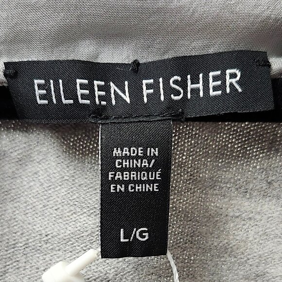 Eileen Fisher Women's Silver Cotton Cardigan W/Silk Edging Size Large - Picture 4 of 9